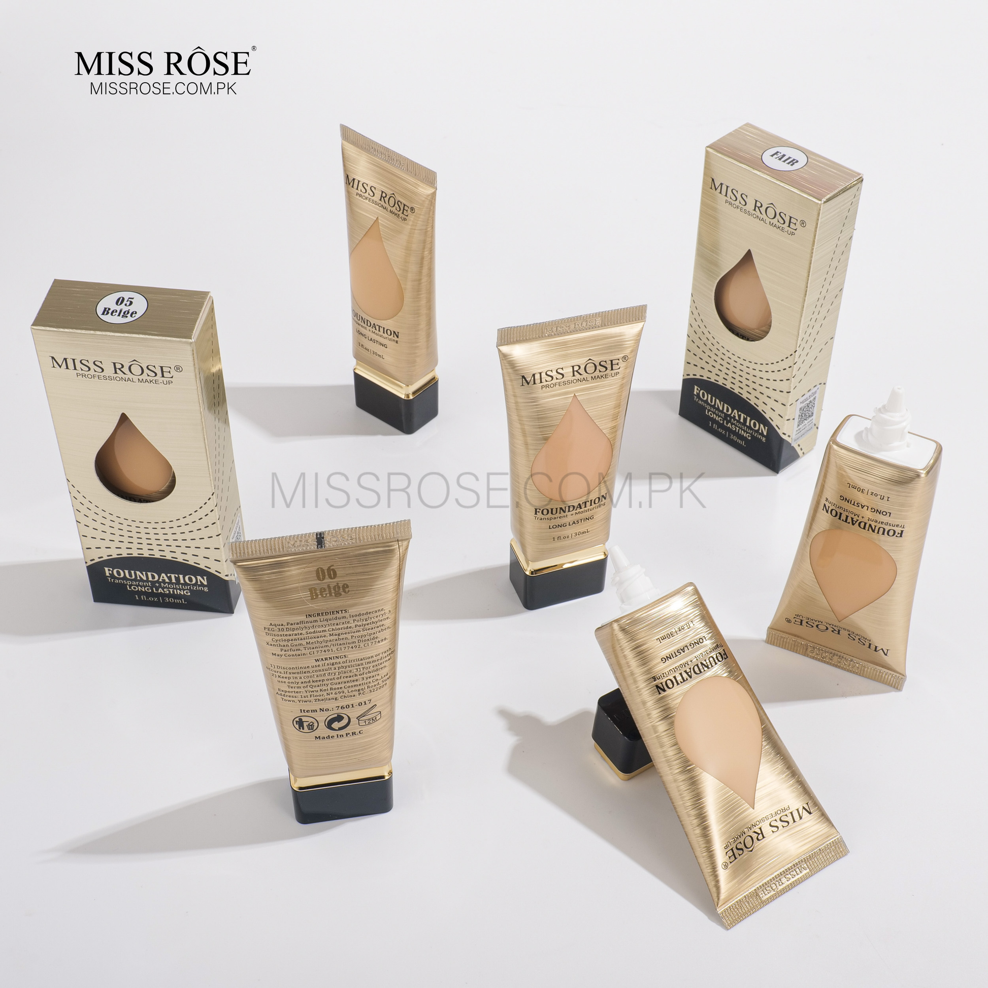 Miss Rose Transparent+ Moisturizing Long Lasting Foundation | Miss Rose Com Pk | Official Store In Pakistan | 100% Authentic Makeup Products