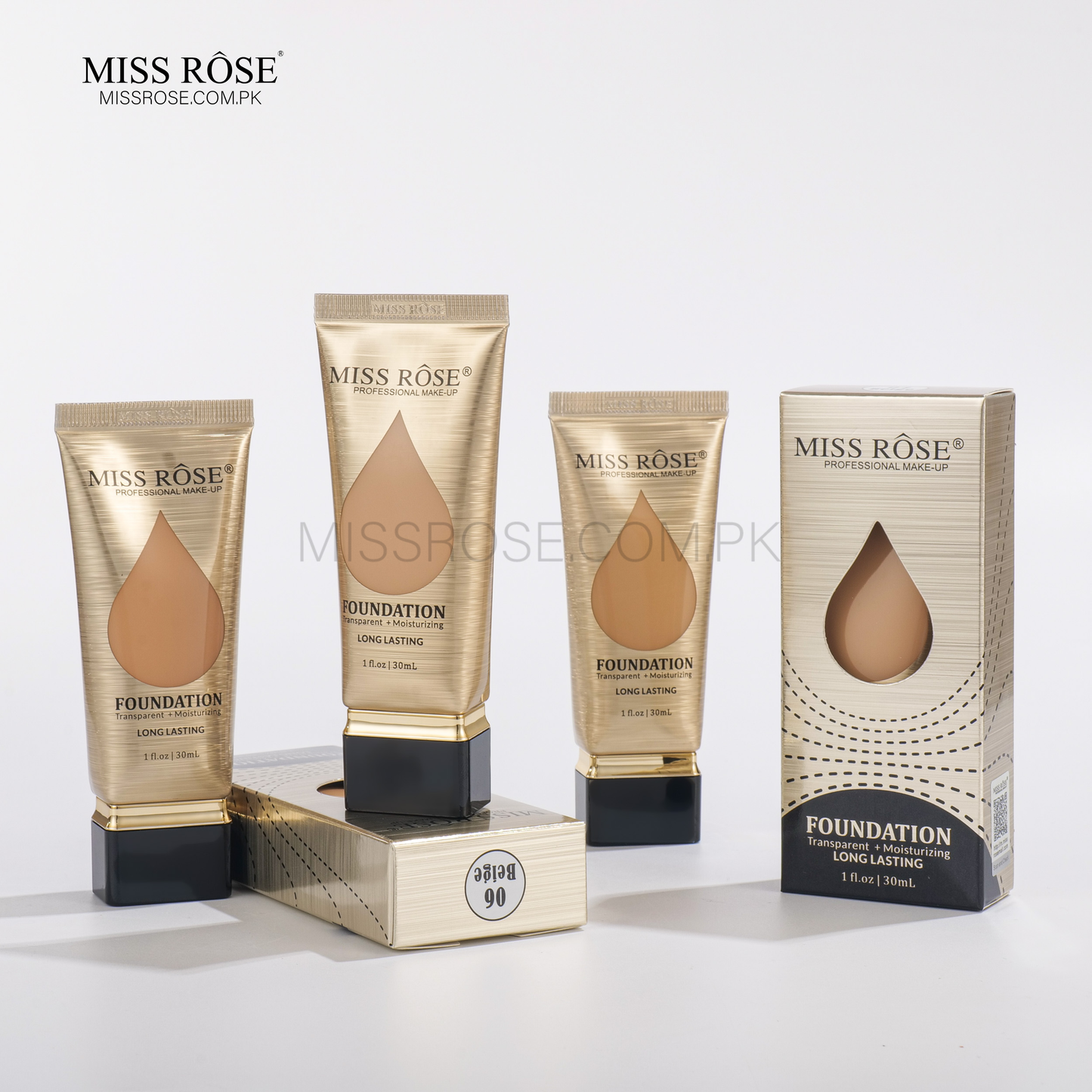 Miss Rose Transparent+ Moisturizing Long Lasting Foundation | Miss Rose Com Pk | Official Store In Pakistan | 100% Authentic Makeup Products
