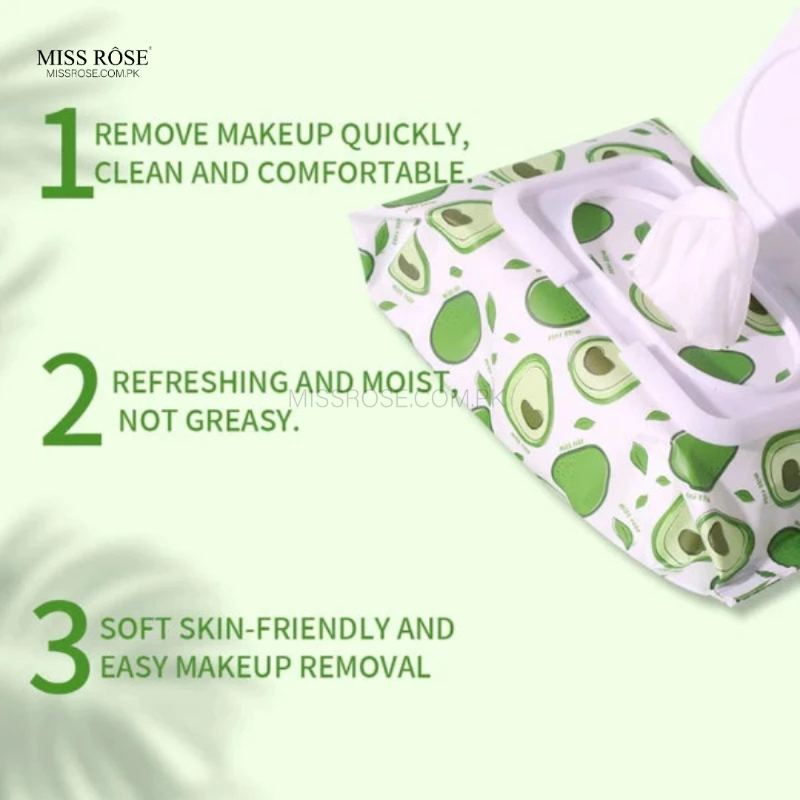 Miss Rose Avocado beauty concept facial cleaning  wipes - Miss Rose Com Pk 