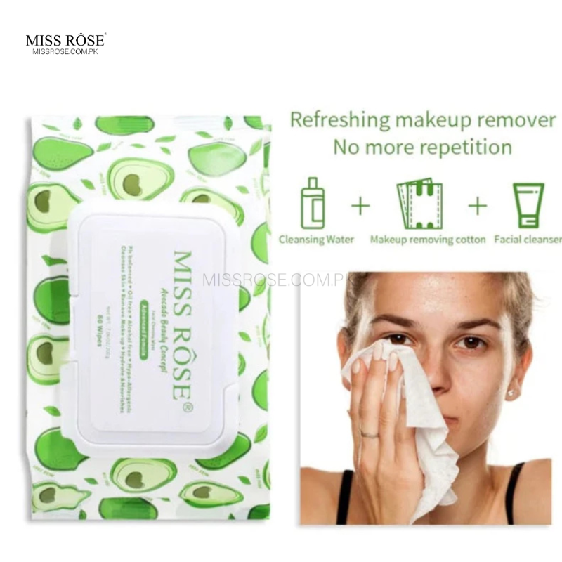 Miss Rose Avocado beauty concept facial cleaning  wipes - Miss Rose Com Pk 