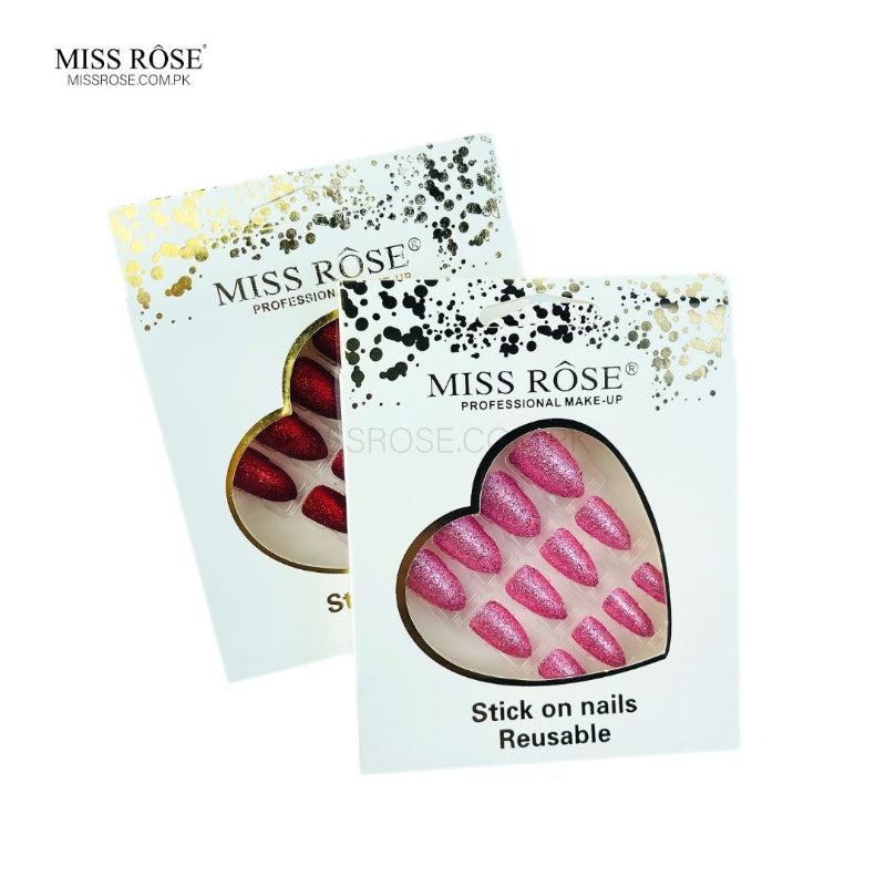 Miss Rose Glitter Chunk Stick-On Nails - Miss Rose Com Pk 
